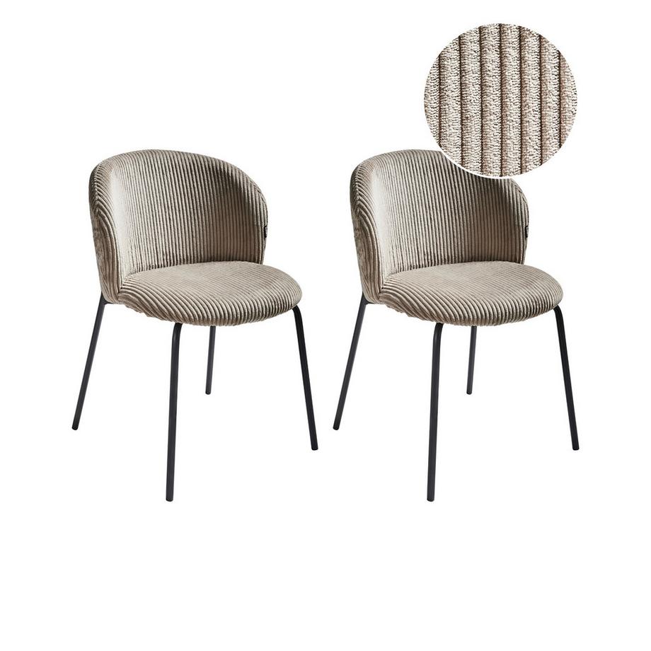 Esszimmerstuhl 2er Set aus Cord Minimalistisch MILES