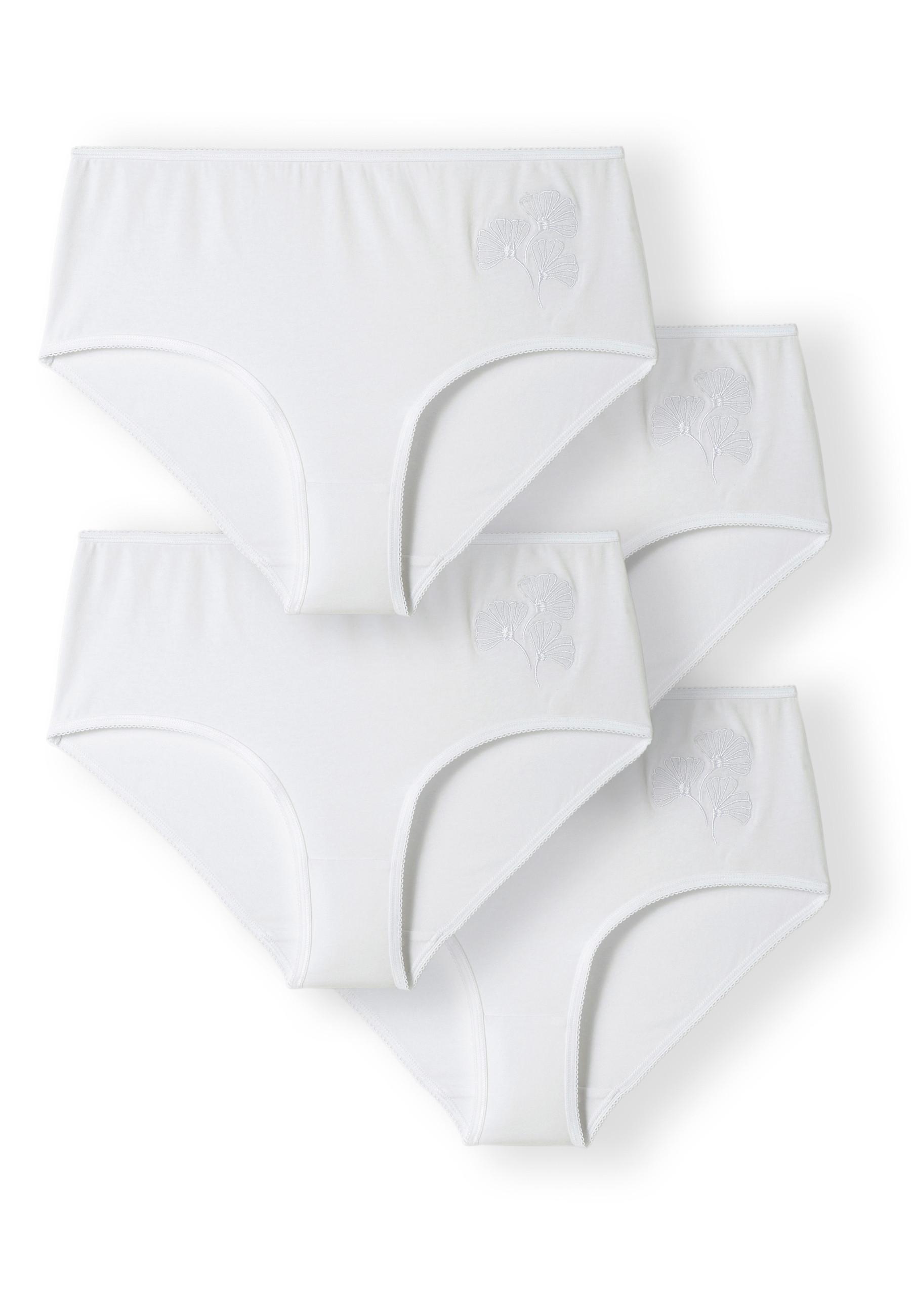 Image of 4er-set Midi-slips Mit Origineller Stickerei Unisex Weiss 50/52