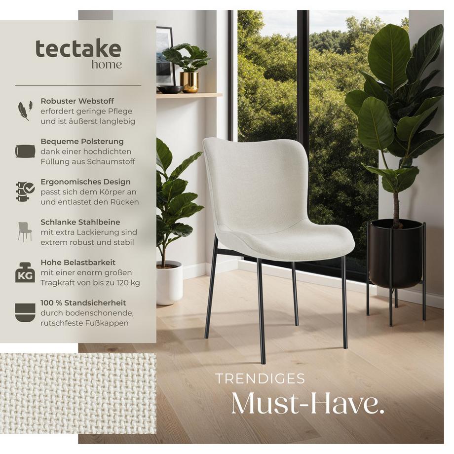 Tectake Polsterstuhl  Tessa ergonomische Form mit hoher Rückenlehne schlanke Stahlbeine  