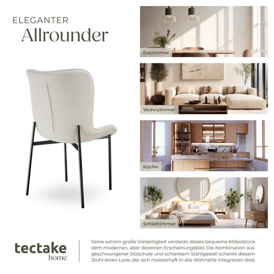 Tectake Chaise rembourrée TESSA forme ergonomique avec dossier haut  
