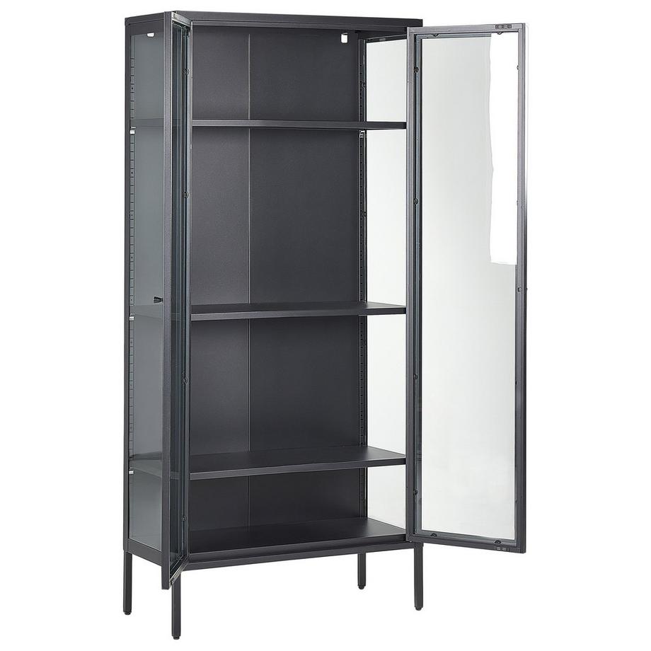 Beliani Vitrine mit Glastüren aus Stahl  HARTY  