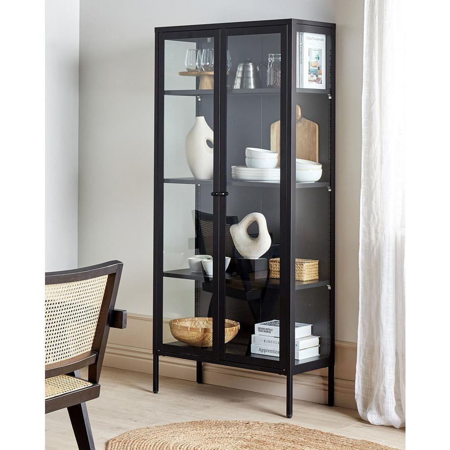 Beliani Vitrine mit Glastüren aus Stahl  HARTY  