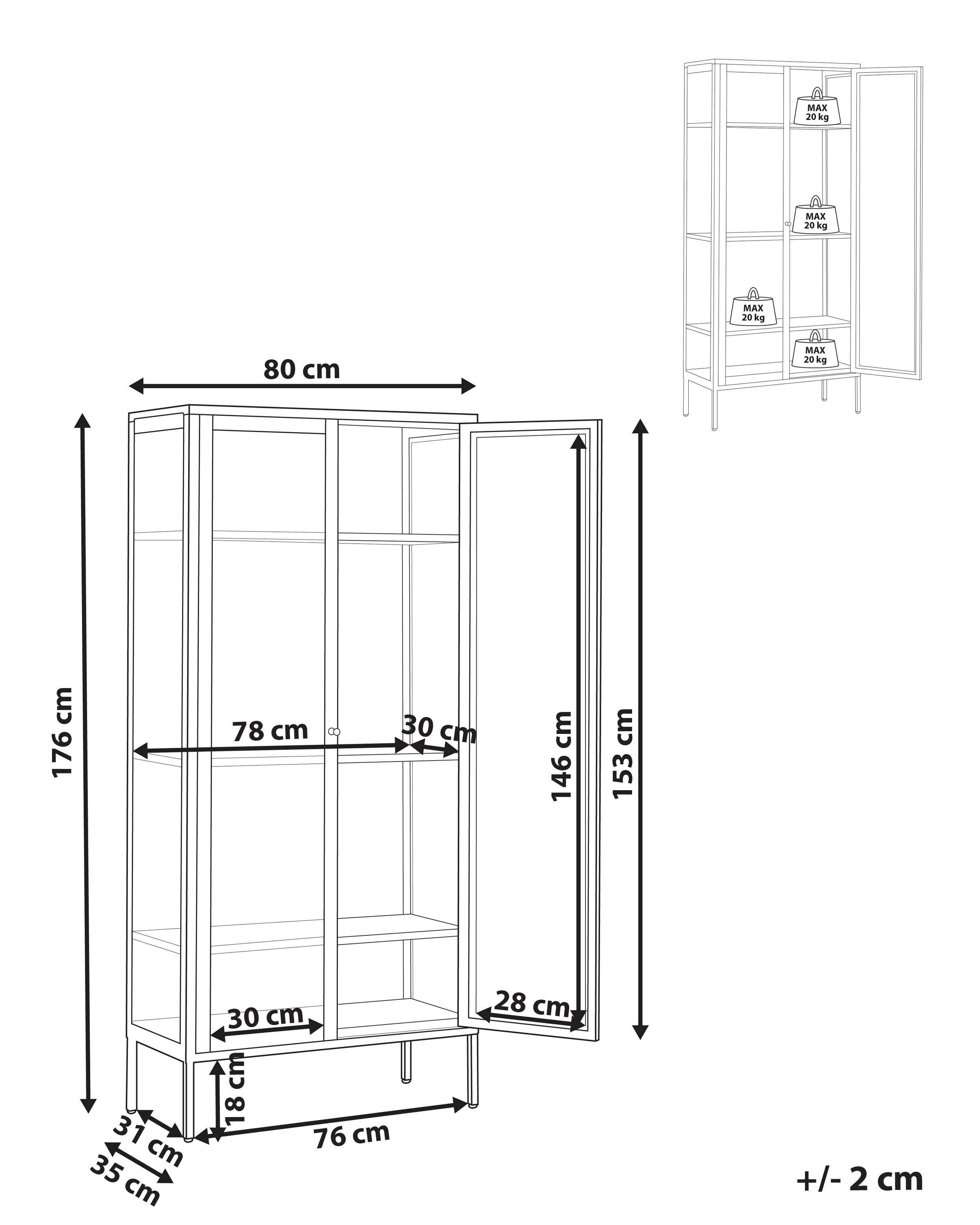 Beliani Armoire vitrine en Acier Moderne HARTY  