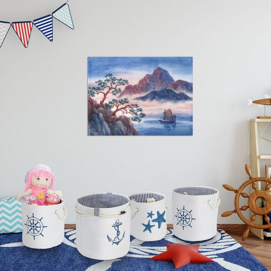 B2X Ensemble de 4 paniers de rangement de style marin  