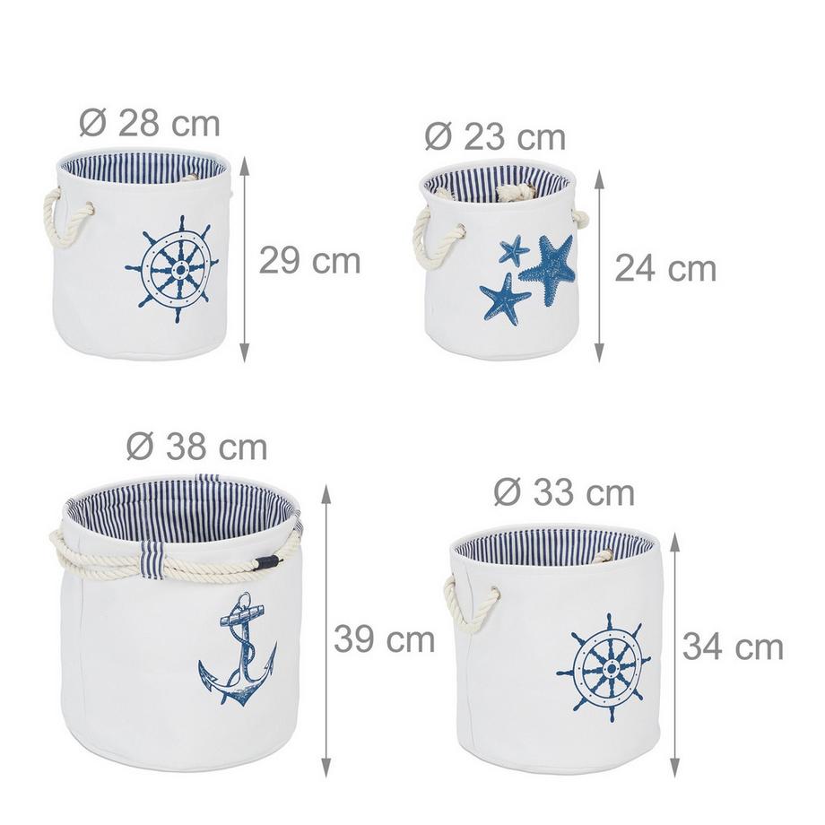 B2X Ensemble de 4 paniers de rangement de style marin  