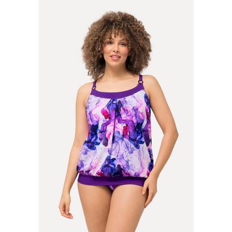 Ulla Popken  Tankini avec bonnets souples, bretelles ajustables et imprimé marbre 