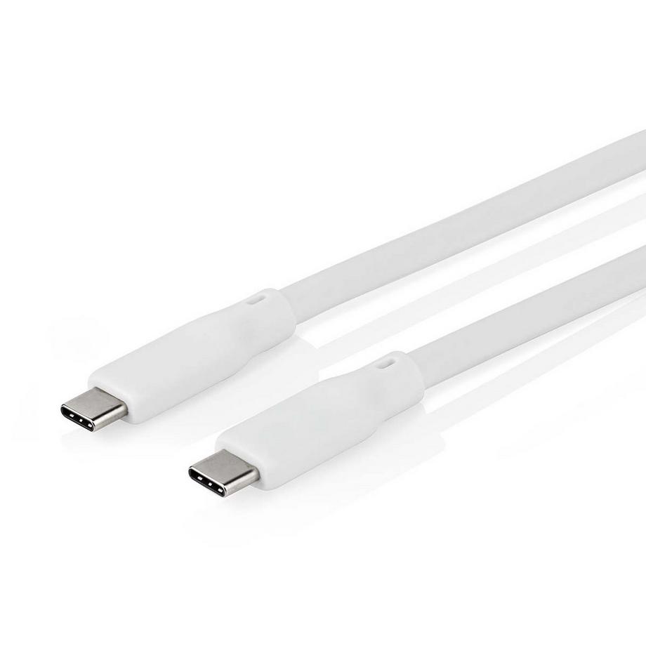 Nedis  Câble USB | USB 3.2 Gen 1 | USB-C™ mâle | USB-C™ mâle | 60W | 4K@60Hz | 5Gbps | Nickelé | 1,50m | Rond | Silicone | Blanc | Boîte 