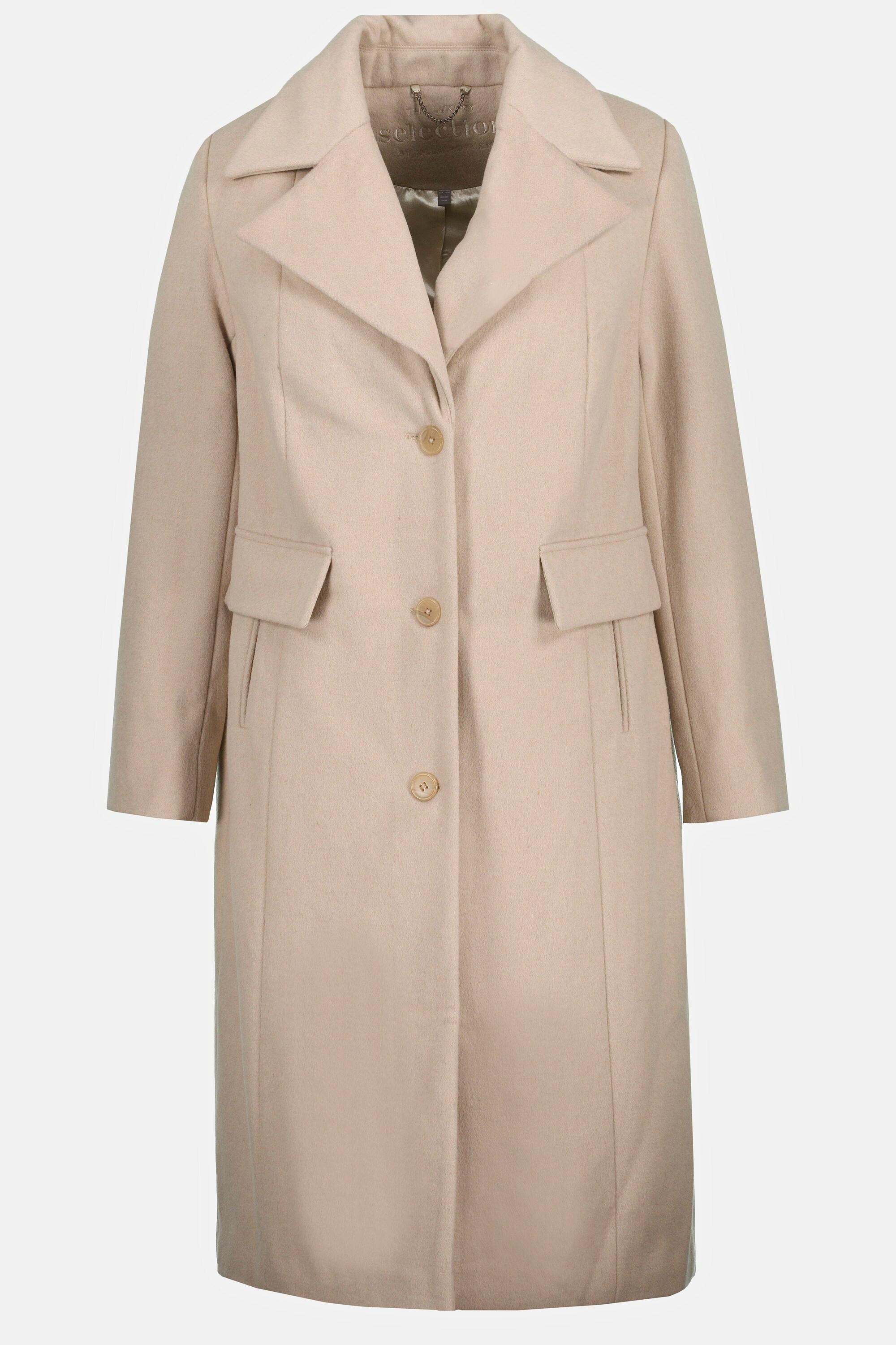 Ulla Popken  Manteau, coupe A, col à revers, doublure en satin 