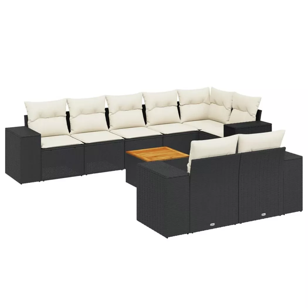 VidaXL - Garten sofagarnitur poly-rattan, One Size, Schwarz