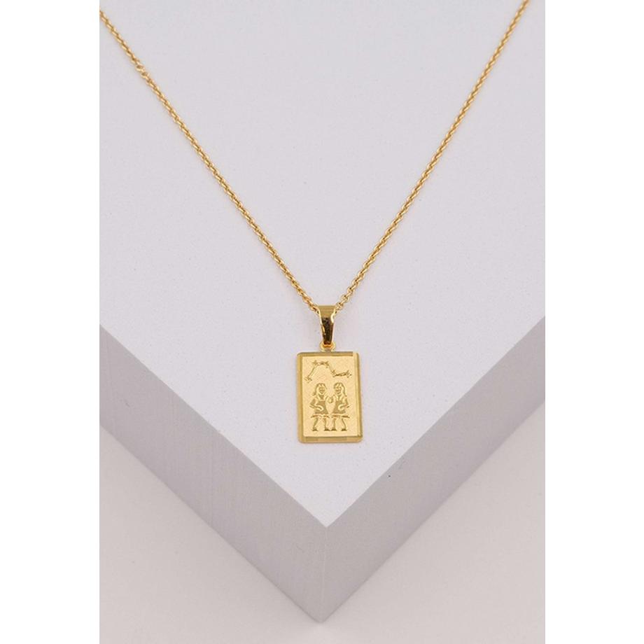 MUAU Schmuck  Pendentif signe du zodiaque jumeaux or jaune 750, 20x9mm 