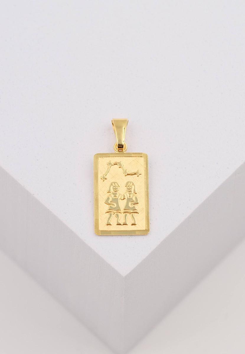 MUAU Schmuck  Pendentif signe du zodiaque jumeaux or jaune 750, 20x9mm 