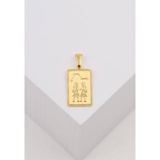 MUAU Schmuck  Pendentif signe du zodiaque jumeaux or jaune 750, 20x9mm 