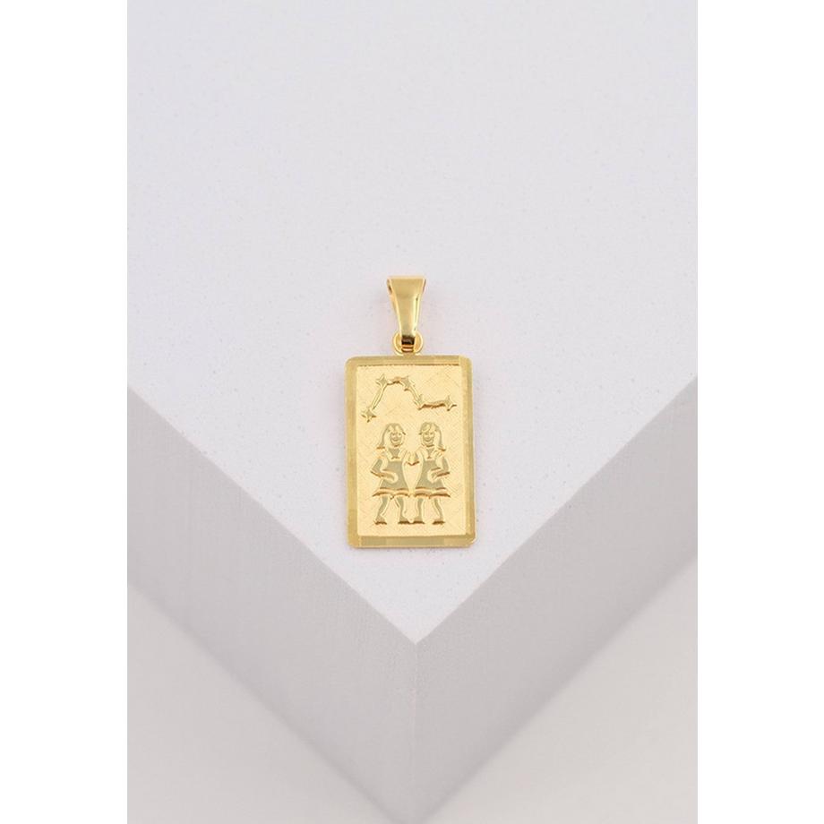 MUAU Schmuck  Pendentif signe du zodiaque jumeaux or jaune 750, 20x9mm 
