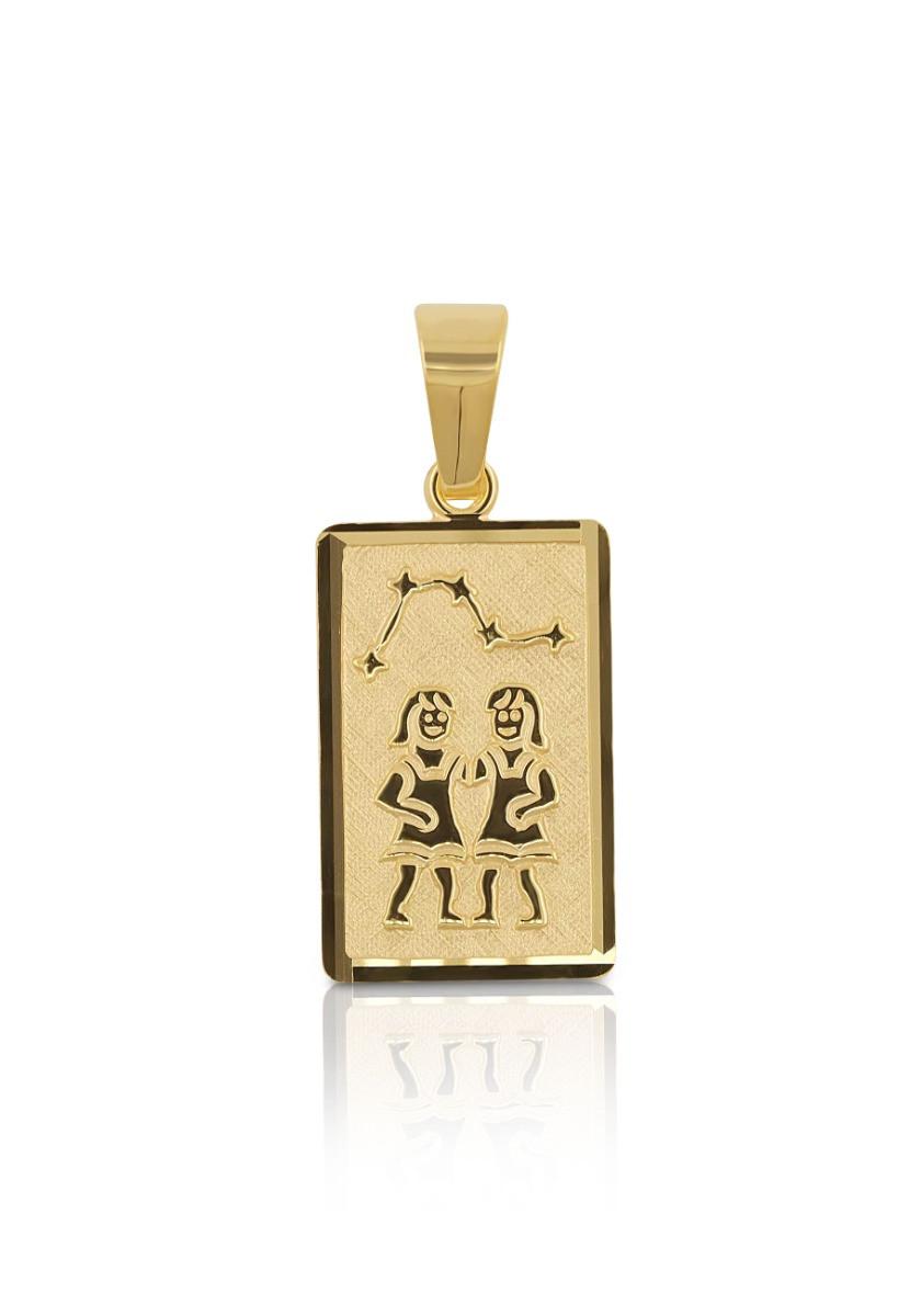 MUAU Schmuck  Pendentif signe du zodiaque jumeaux or jaune 750, 20x9mm 