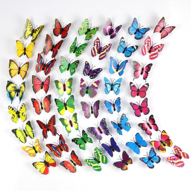 HOD Health and Home 12pcs Regenbogen farbenfrohe 3D -PVC -Schmetterling Wandaufkleber Kawaii Wohnkultur  