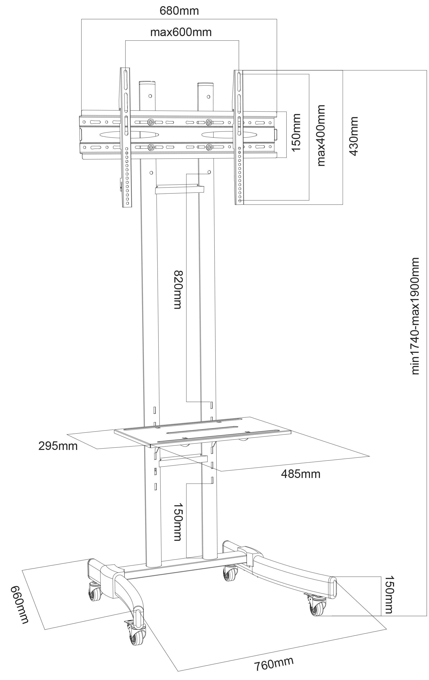 VCM Universal TV Standfuß Ständer Fernseh Wagen Fernsehständer Möbel B-MS 190  