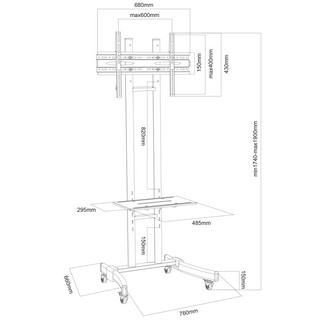 VCM Support TV universel Chariot TV Support TV Meuble B-MS 190 Support TV universel Chariot TV Support TV Meuble B-MS 190  