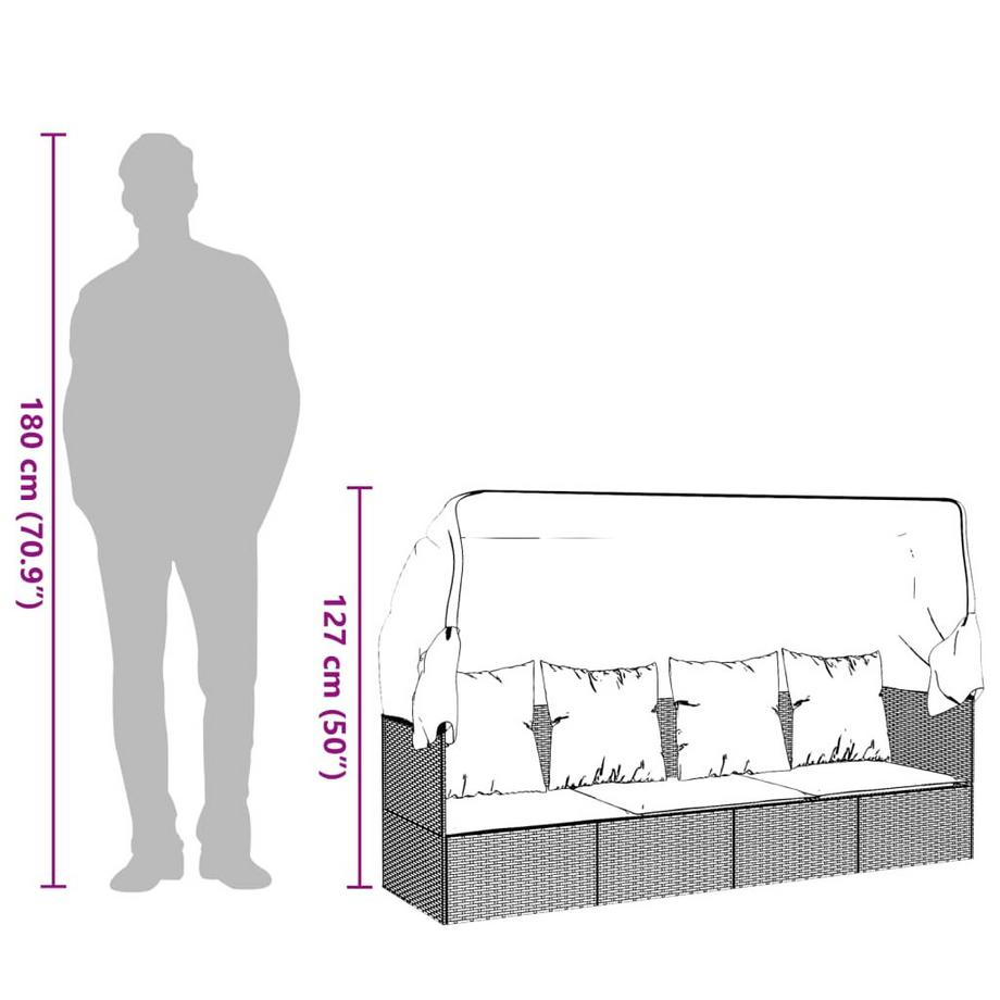 VidaXL Outdoor loungebett poly-rattan  
