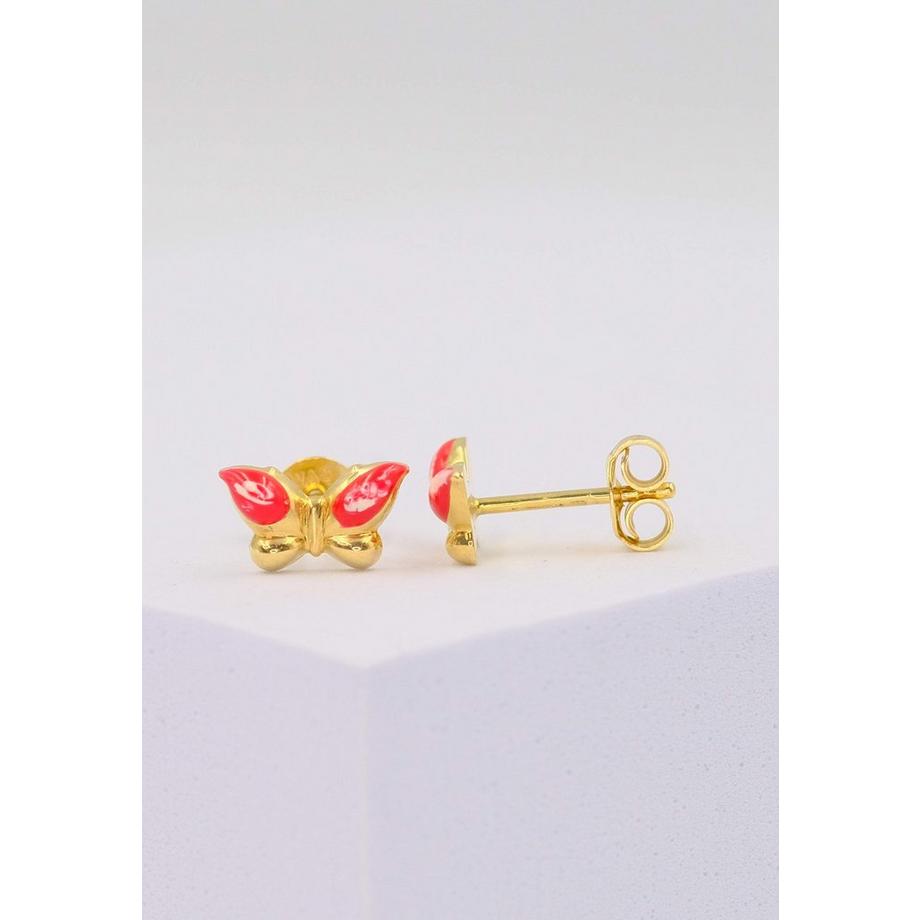 MUAU Schmuck  Ohrstecker Schmetterling Gelbgold 750/weiss 10mm 