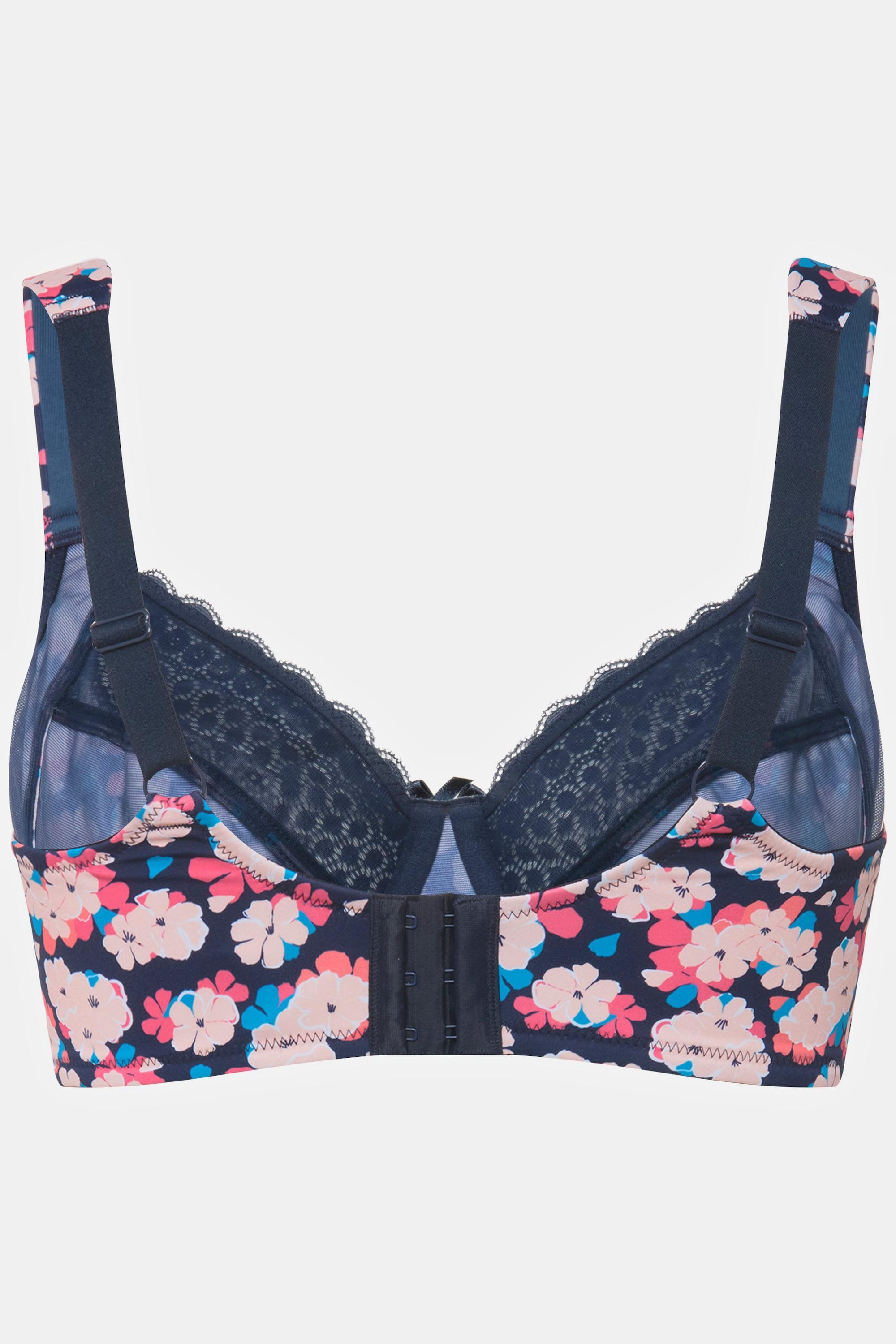 Ulla Popken  Reggiseno con ferretto, pizzo, design floreale, fascia e coppa C-D 