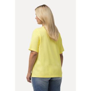 Ulla Popken  T-Shirt, Metallic-Tier, Classic, V-Ausschnitt, Halbarm 