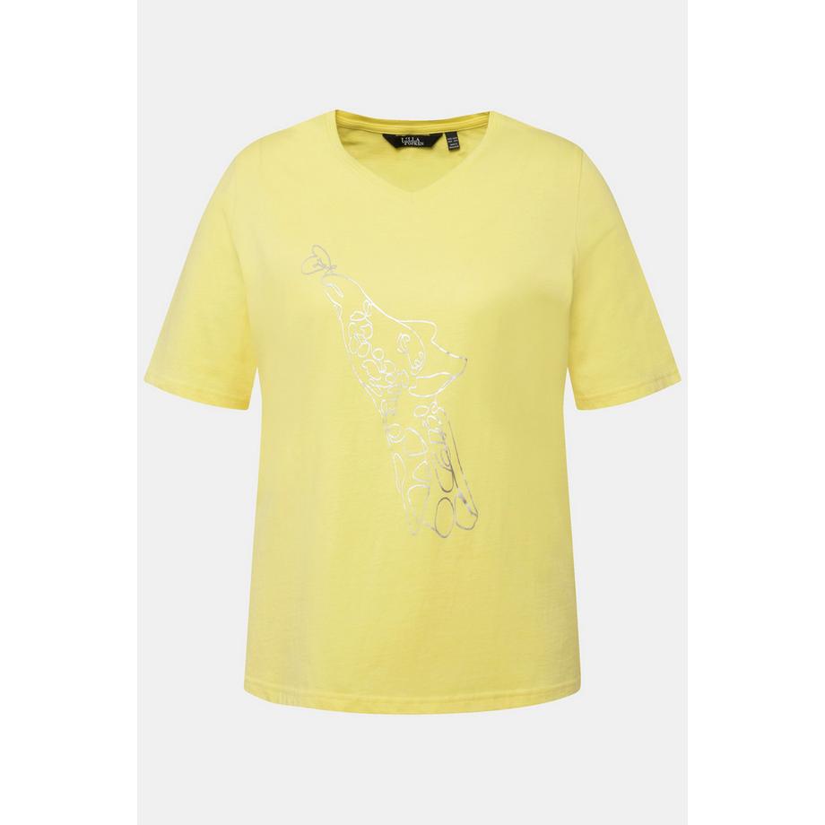 Ulla Popken T-Shirt Classic Stampa Animale Metallico Scollo a V Mezze Maniche  