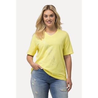 Ulla Popken  T-Shirt, Metallic-Tier, Classic, V-Ausschnitt, Halbarm 