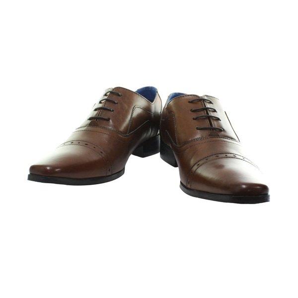Image of 4 Ösen Punch Cap Leder Oxford Schuhe Herren Tan 48