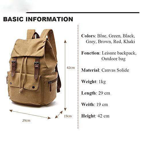 Only-bags.store Canvas Vintage Laptop-Rucksack, Rucksack für Wandern, Reisen, geräumige Tasche  