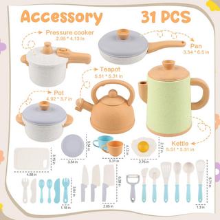 Activity-board  Accessoires de cuisine de boue pour enfants en plein air, play kitchen accessoires de cuisine pour enfants pots et casseroles, mud kitchen outdoor gifts 31PCS pour les enfants 