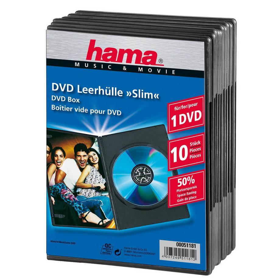 hama  HAMA DVD-Box Slim Schwarz 10er-Pack 