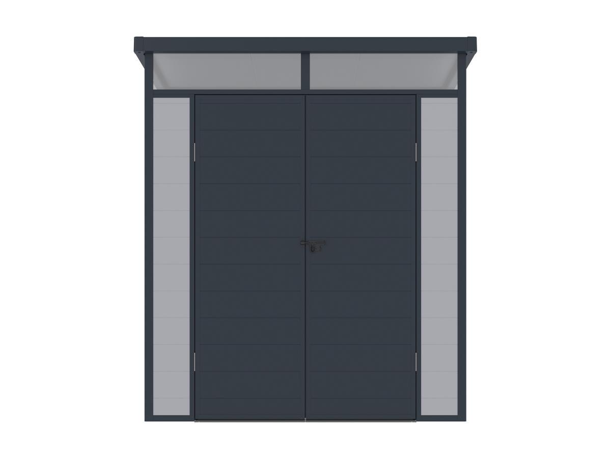Vente-unique Abri de jardin en résine gris 3,65m² avec plancher - MINARO  