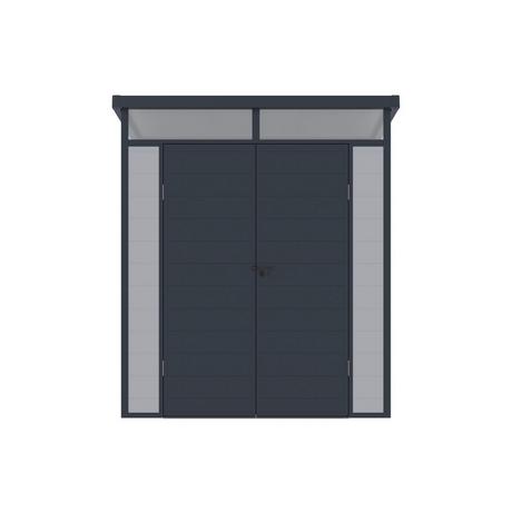 Vente-unique Abri de jardin en résine gris 3,65m² avec plancher - MINARO  