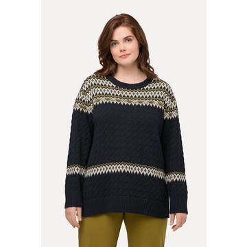 Pullover, Fair Isle, Rundhals, Langarm, Biobaumwolle