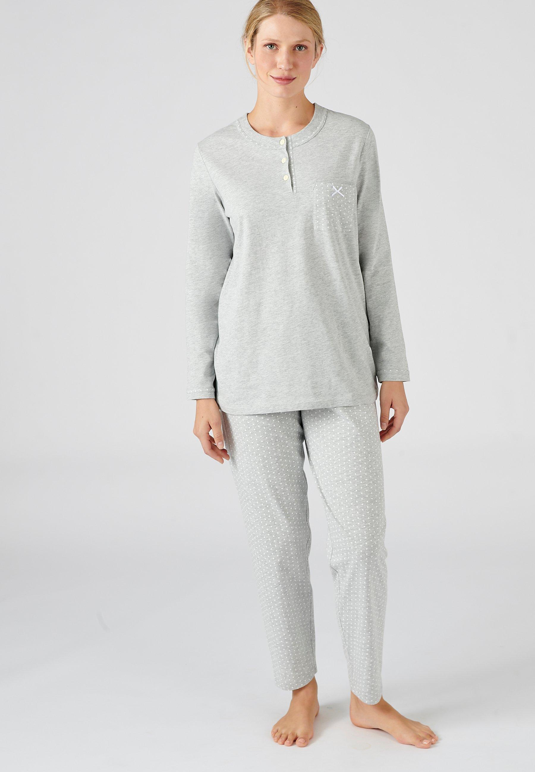 Image of Pyjama Mit Rundhalsausschnitt Aus Reinem Gekämmtem Baumwolljersey. Unisex Grau 38/40