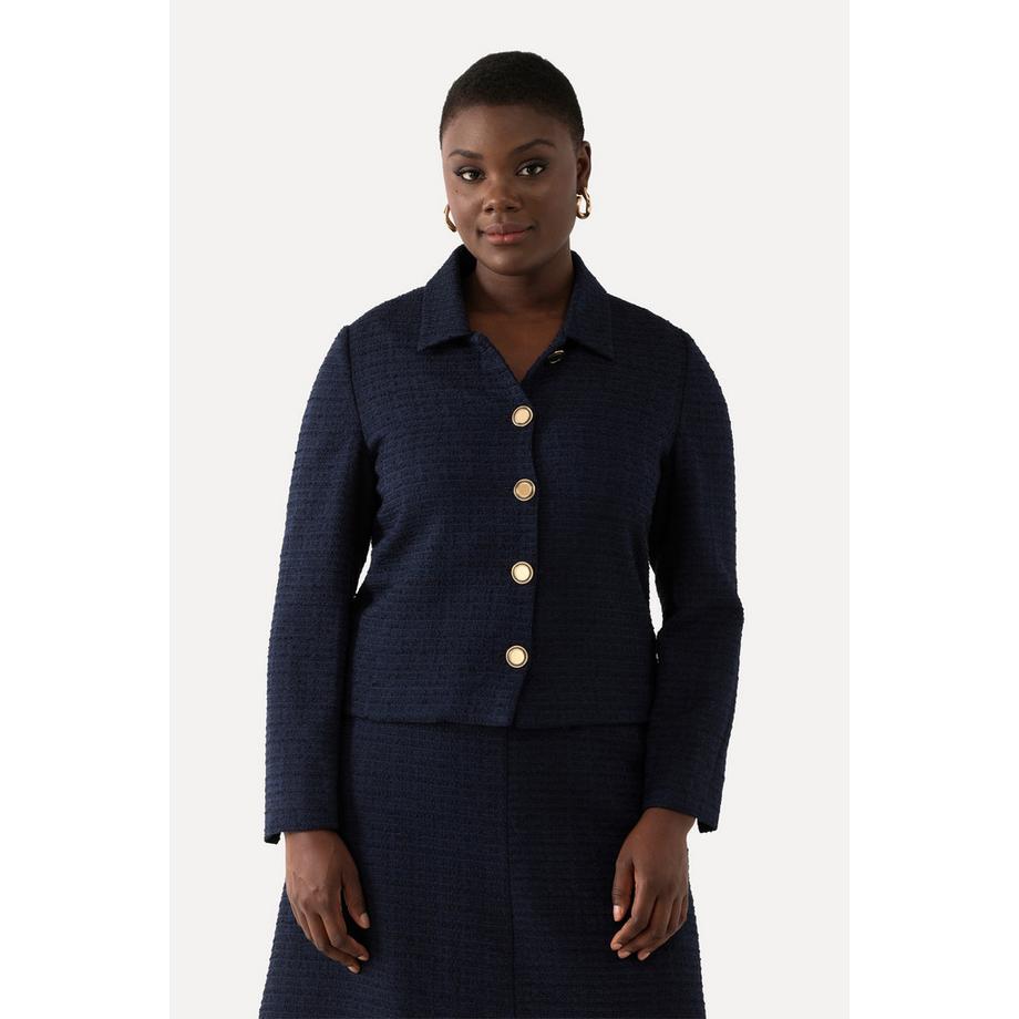 Ulla Popken Veste Bouclé Col Chemise Doublure Acétate  