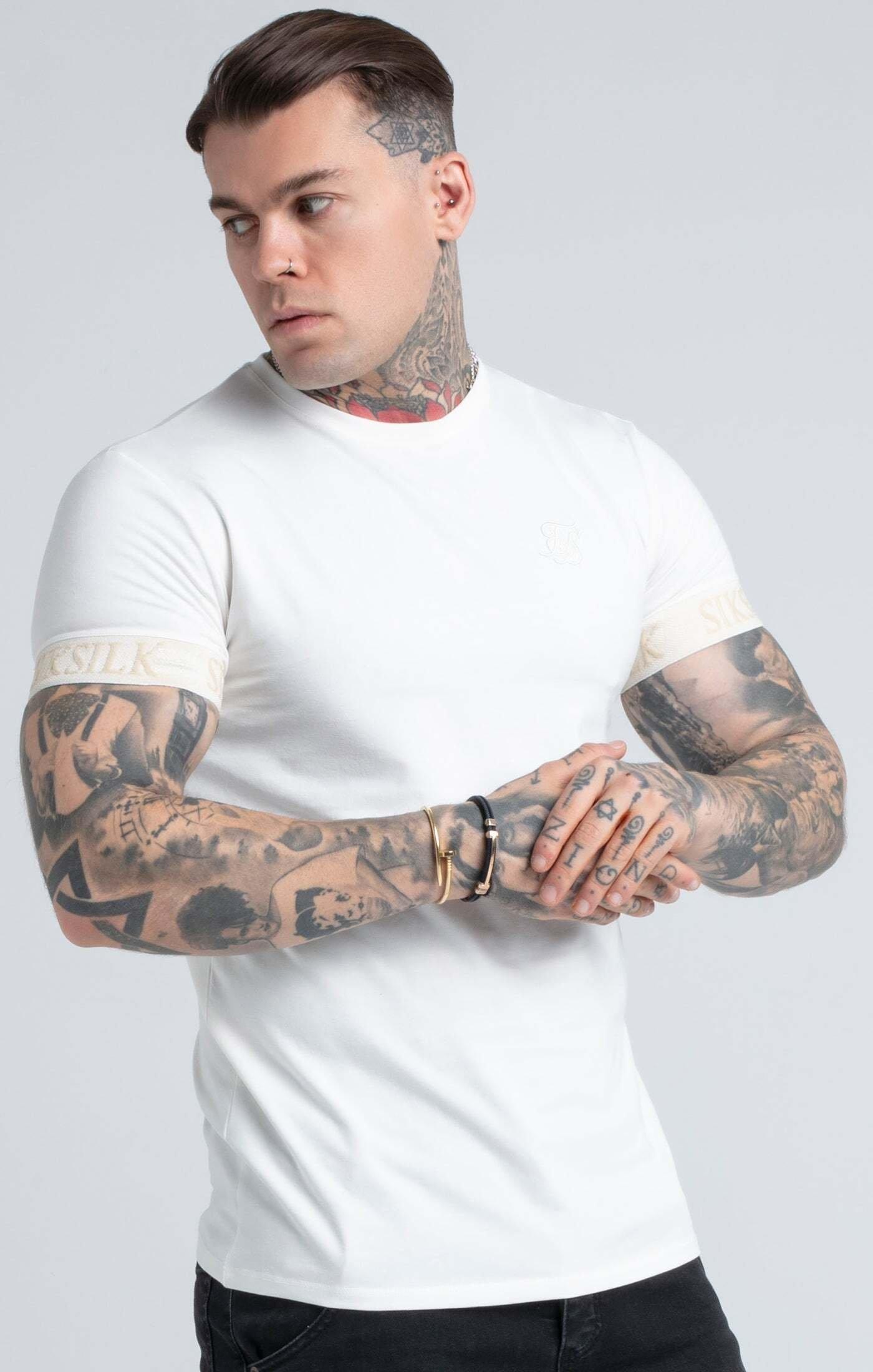 Image of T-shirts Ecru Elastic Cuff T-shirt Herren Écru L