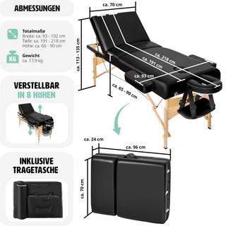 Tectake 3 Zonen Massageliege Somwang mit 7,5cm Polsterung und Holzgestell  