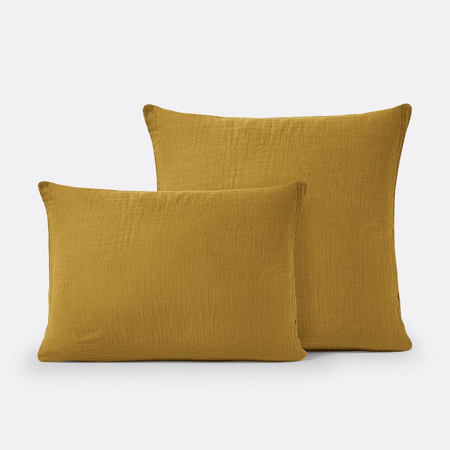 Taie d'oreiller unie gaze de coton