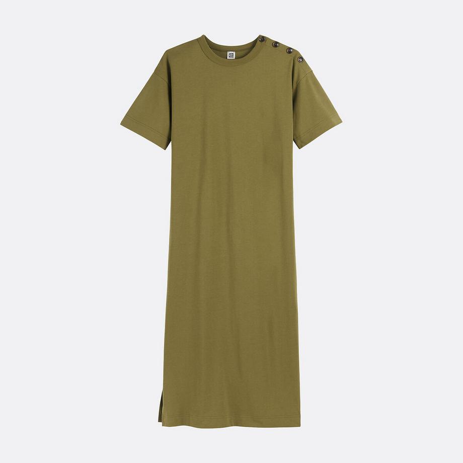 La Redoute Collections Langes Jerseykleid mit Knopfleiste an der Schulter  