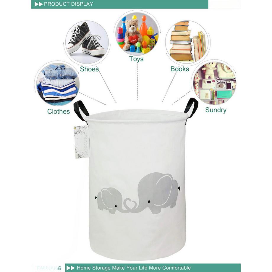Alopini Wäschekorb für Kinderzimmer Leinen faltbar große Aufbewahrungskörbe  