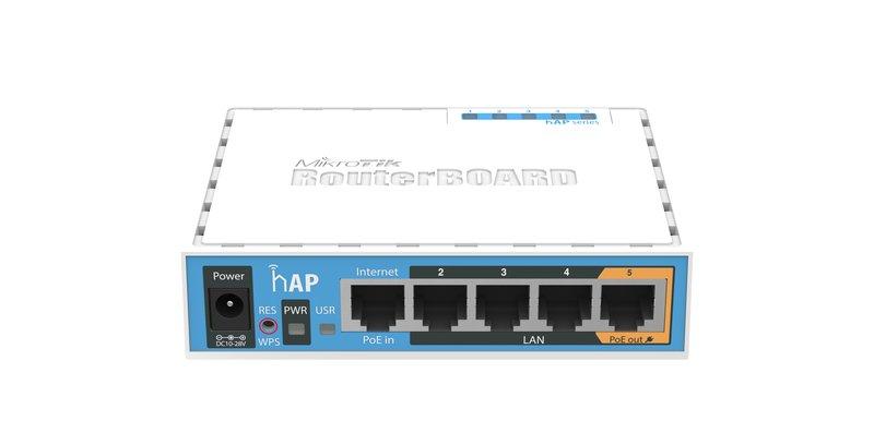 MikroTik  hAP Blanc Connexion Ethernet, supportant l'alimentation via ce port (PoE) 