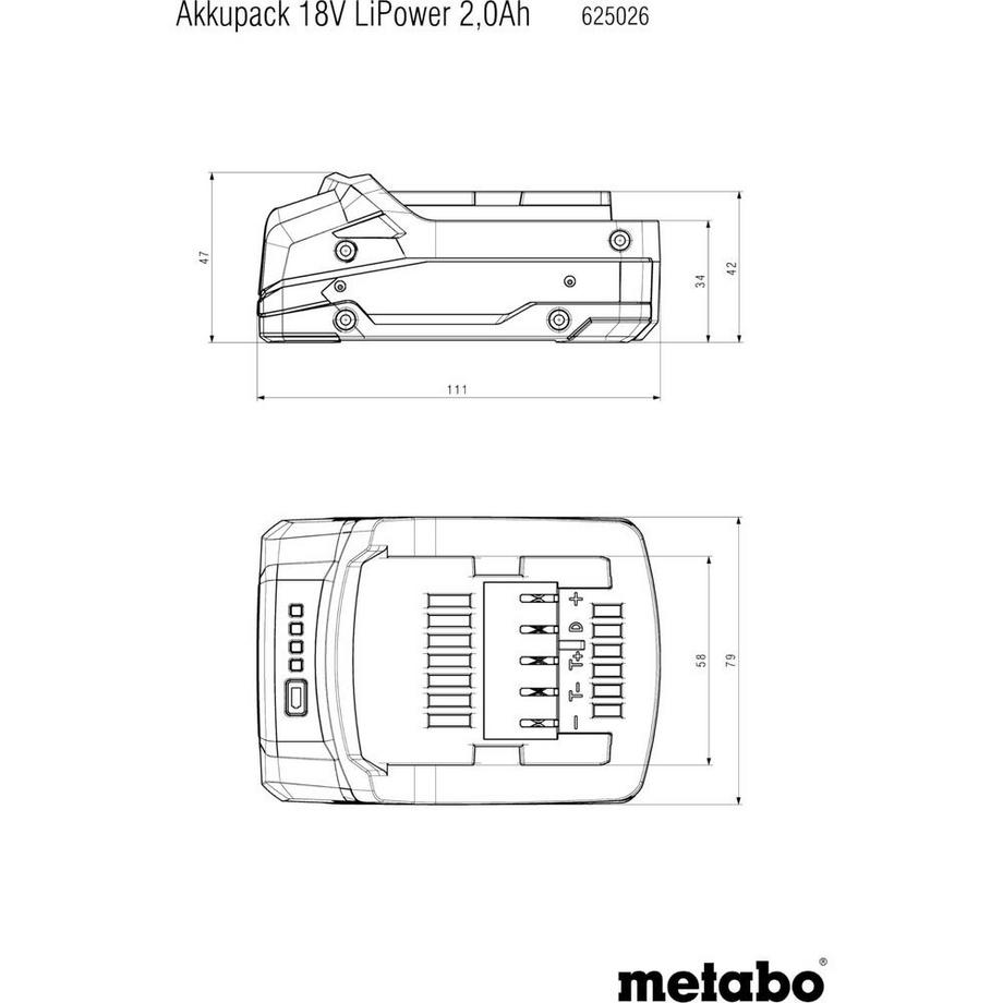 Metabo  Li-Power Akkupack 18 V - 2.0 Ah 