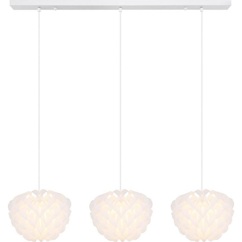 mutoni Lampe à suspension Irene métal blanc 3xE14  