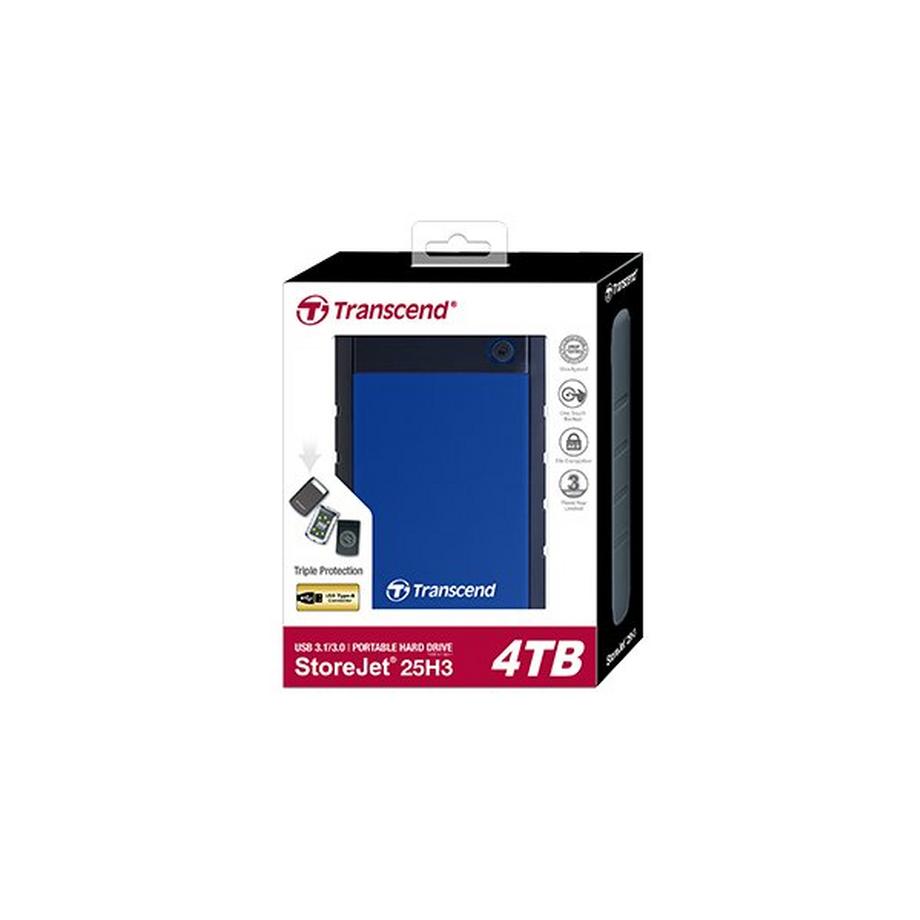 Transcend  StoreJet 25H3 Externe Festplatte 4 TB 5400 RPM 2.5" USB 3.2 Gen 1 (3.1 Gen 1) Blau, Navy 
