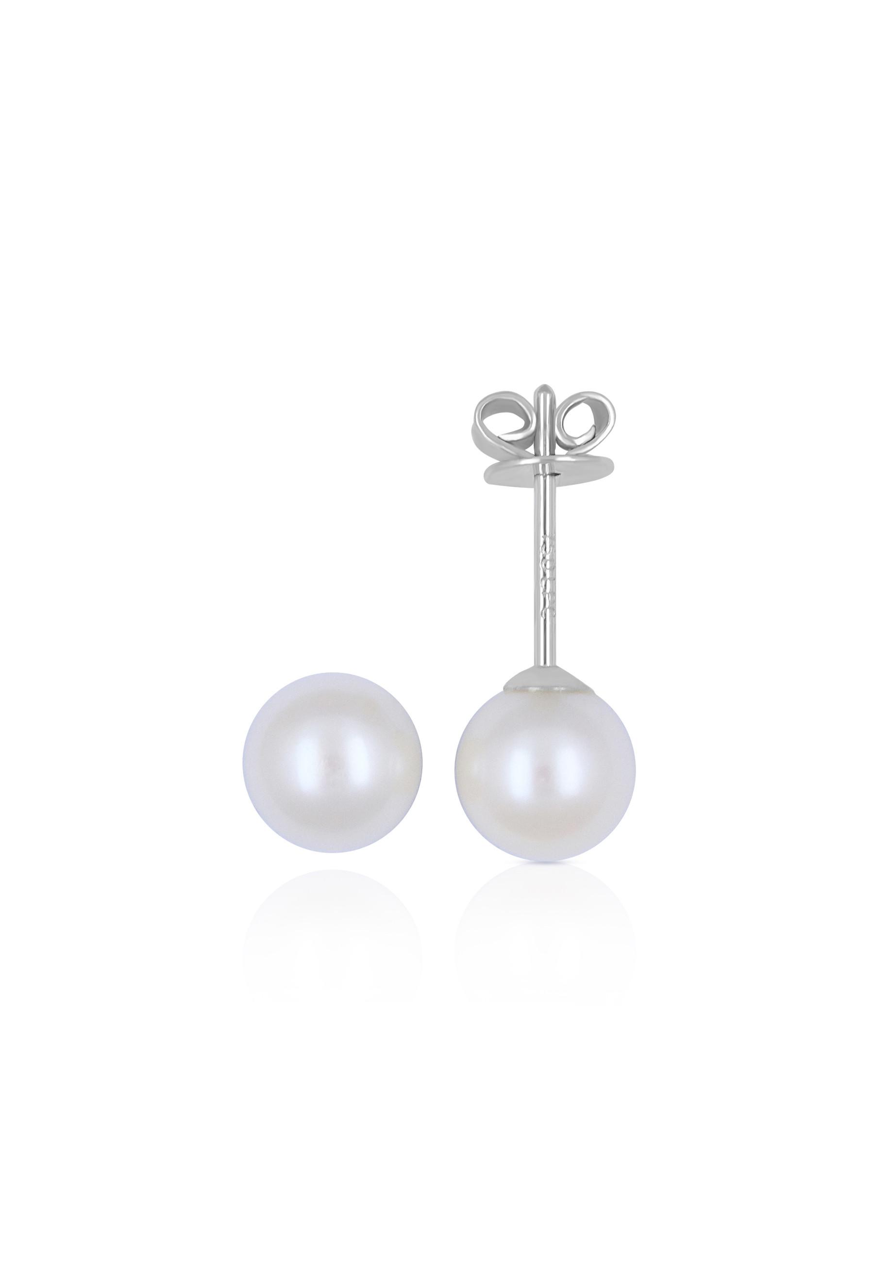 MUAU Schmuck  Clous d'oreilles or blanc 750 perle d'eau douce 6-6.5mm 