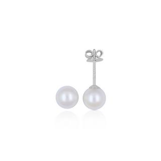 MUAU Schmuck  Clous d'oreilles or blanc 750 perle d'eau douce 6-6.5mm 