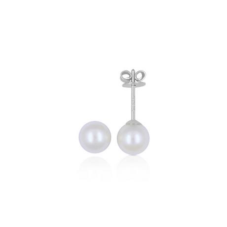 MUAU Schmuck  Clous d'oreilles or blanc 750 perle d'eau douce 6-6.5mm 