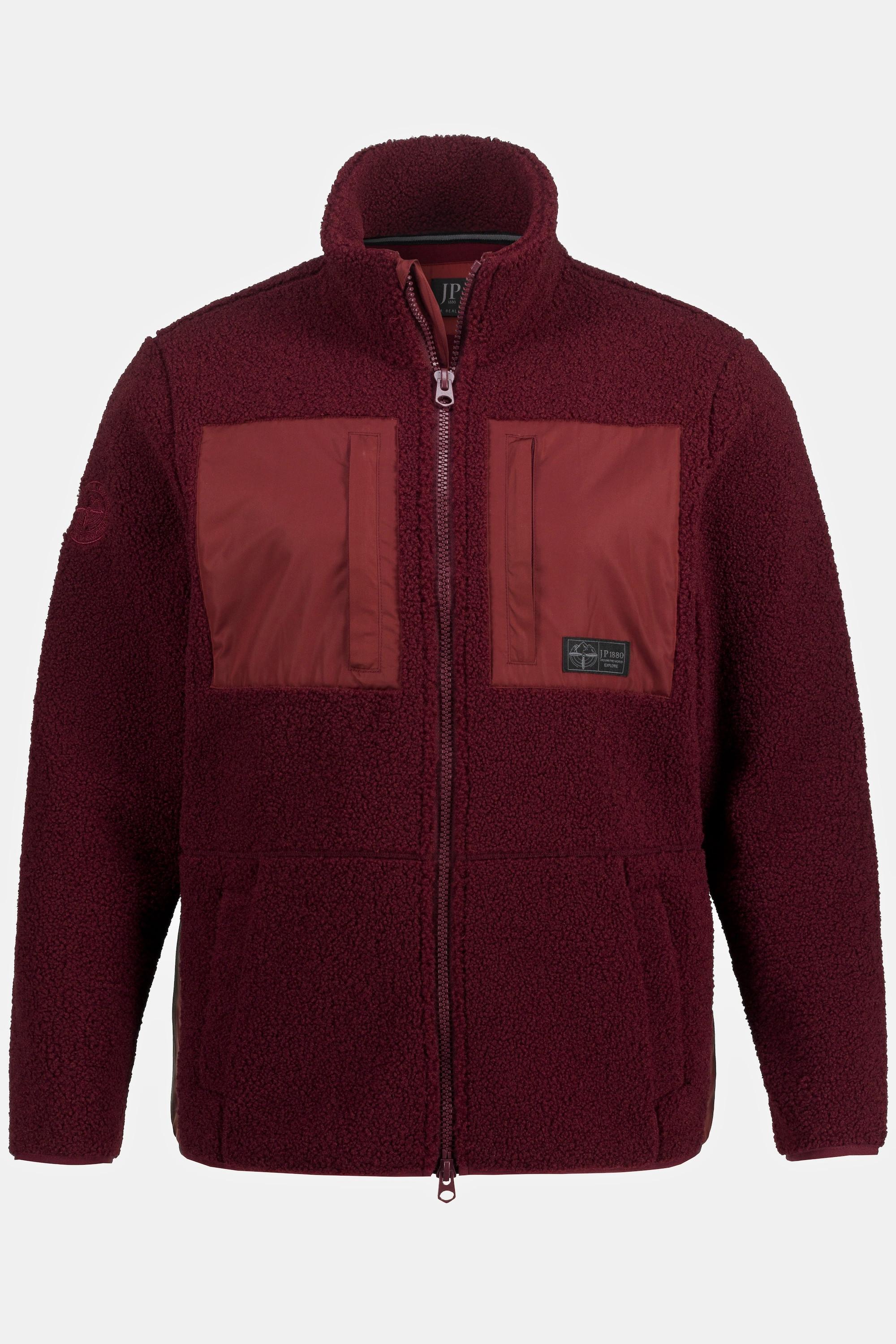 JP1880  Veste en peluche teddy Outdoor, empiècements en nylon, col montant 