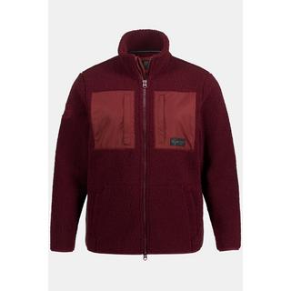 JP1880  Veste en peluche teddy Outdoor, empiècements en nylon, col montant 